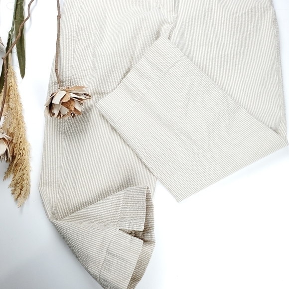 New L. L. Bean Cream White Gingham Stripe Capri 6 - Picture 6 of 9